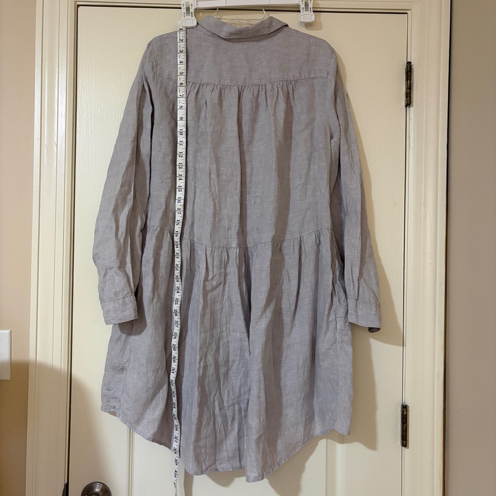 Halston Heritage Linen Button-Up Shirt Dress - Picture 5 of 8
